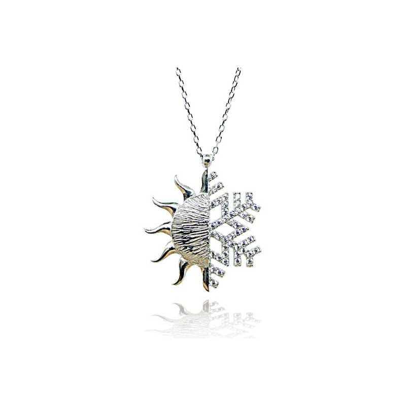Silver Sun Snowflake Women's Necklace