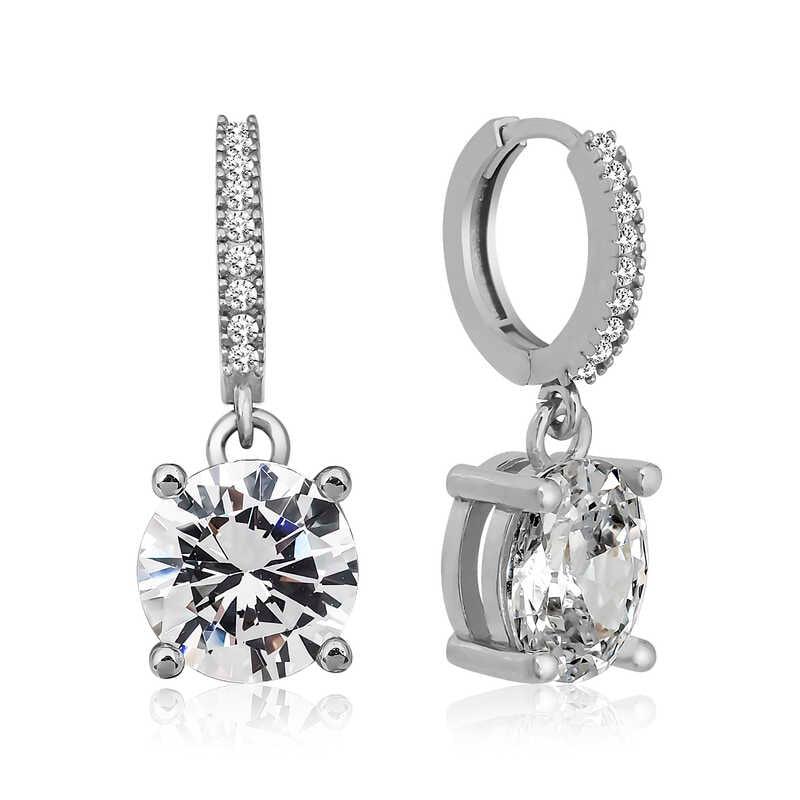 Silver Hoop Single Stone Earring