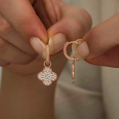 Silver Hoop Clover Women's Earring 