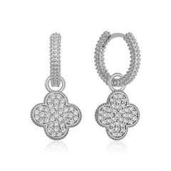 Silver Hoop Clover Women's Earring 