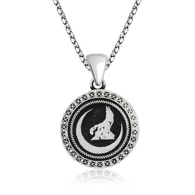 Collier Croissant d'Argent Loup Gris