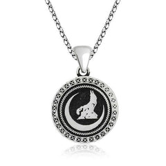 Collier Croissant d'Argent Loup Gris