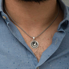 Collier Croissant d'Argent Loup Gris