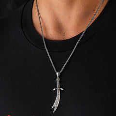 Silver Hazrat Ali Zulfiqar Sword Necklace