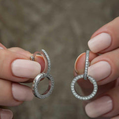 Silver Interlocking Hoop Earrings for Women