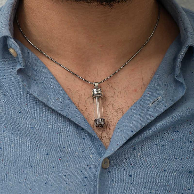Silver Openable Amulet Container Necklace