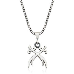 Silver Double Zulfiqar Sword Necklace 