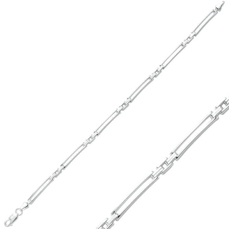 Silver Thin Double Striped Men's Bracelet