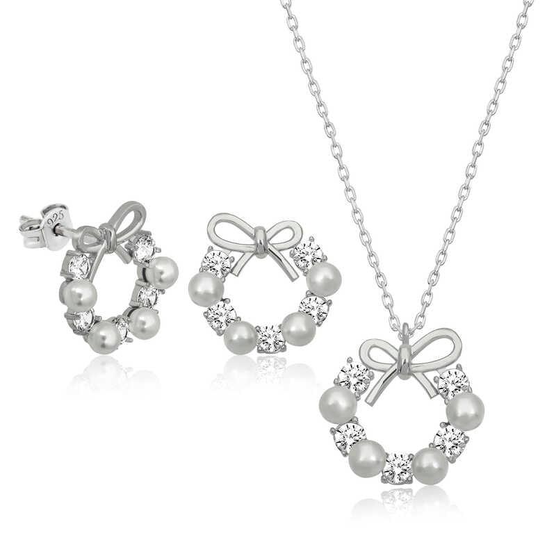Silver Pearl Ribbon Women Set