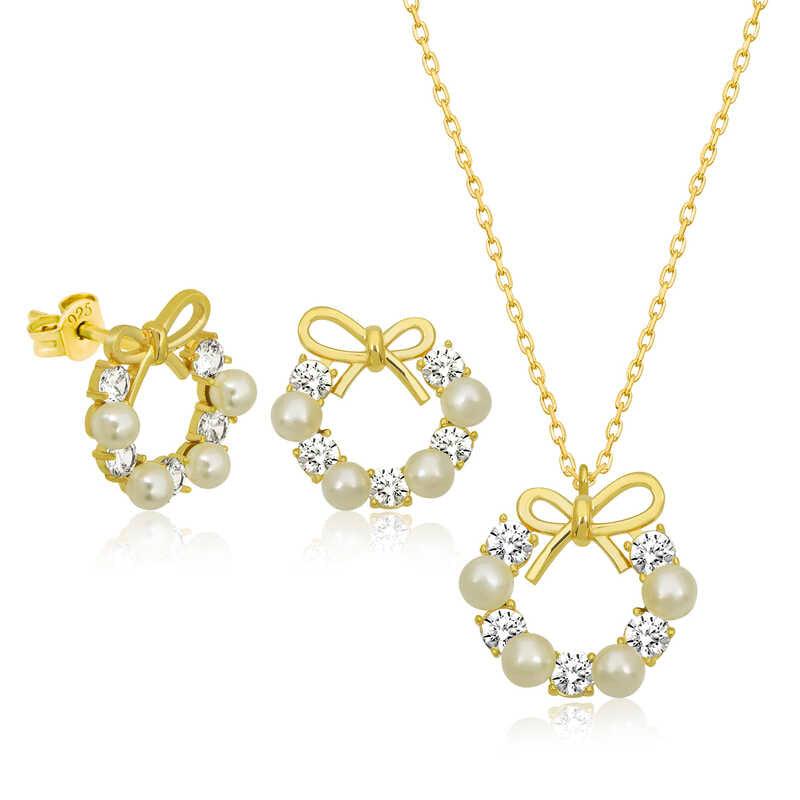 Silver Pearl Ribbon Women Set
