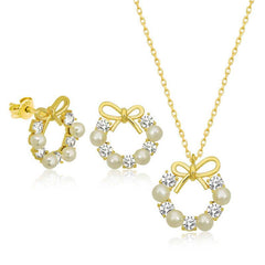 Silver Pearl Ribbon Women Set