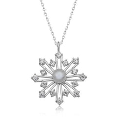 Silver Pearl Snowflake Women's Necklace