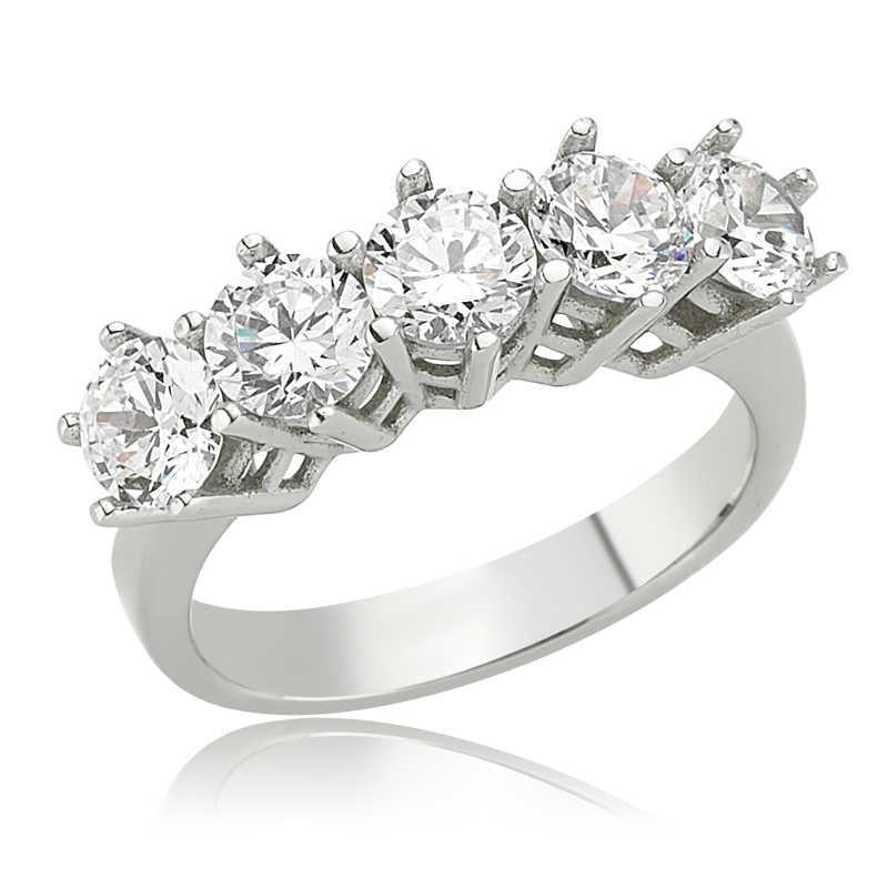 Silver Light Boxed 5 Stone Women's Ring 
