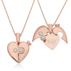 Silver Name Written Infinite Heart Necklace