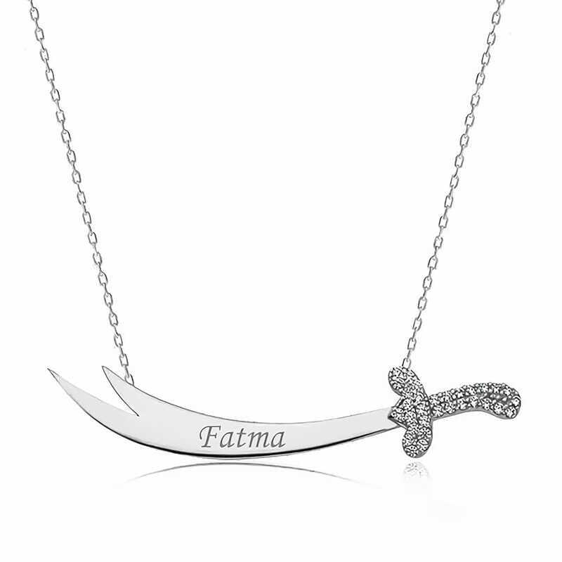 Silver Named Zulfiqar Sword Women's Necklace
