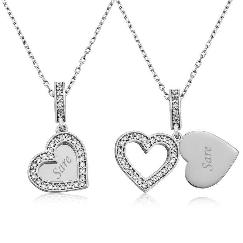 Silver Necklace with Your Name Written in My Heart