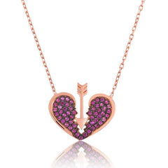 Silver Heart Arrow Women's Necklace
