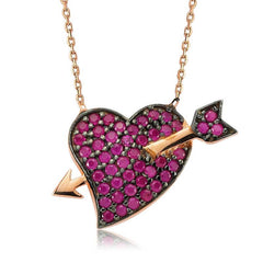 Silver Pink Love Arrow Women's Necklace