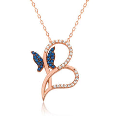 Collier pour femme en argent avec le papillon de mon cœur