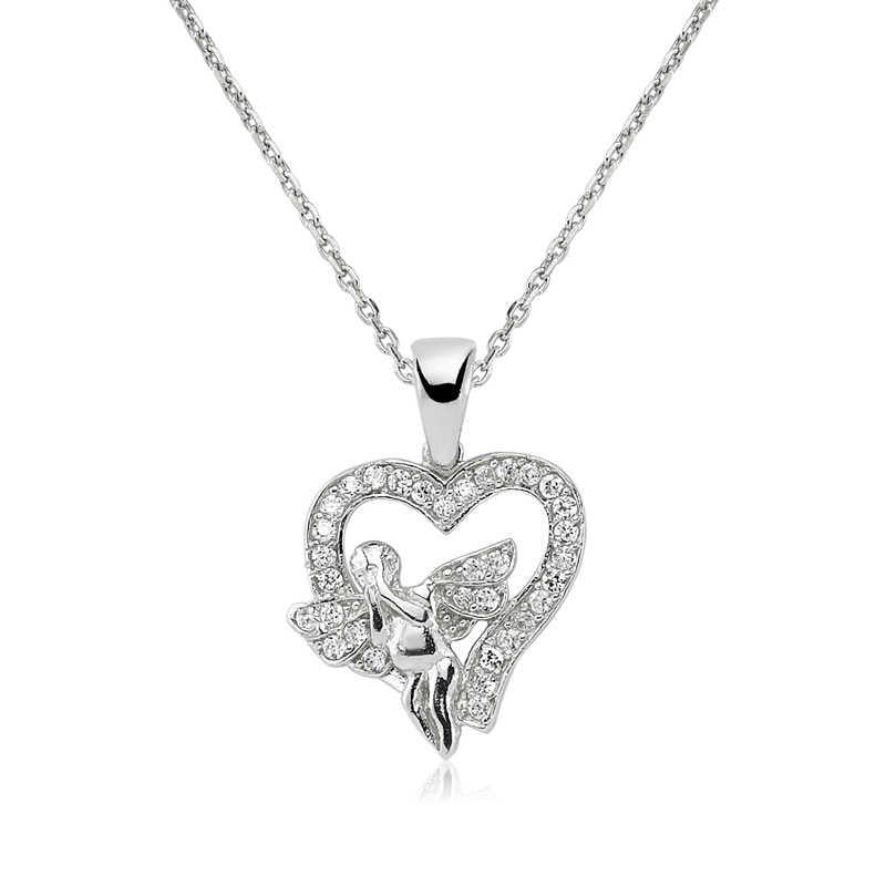 Silver Angel Heart Women's Necklace