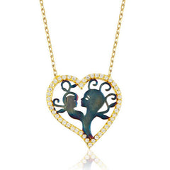 Silver Heart Mother Child Necklace