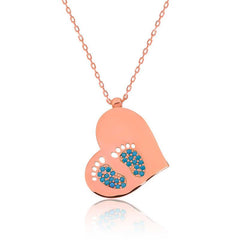 Silver Heart Footprint Women's Necklace