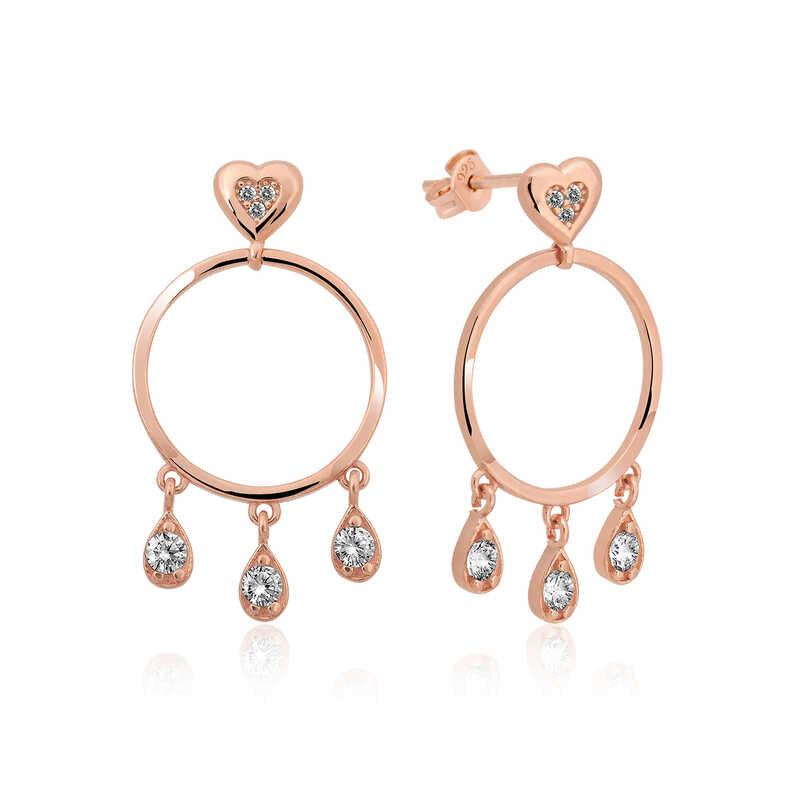 Silver Heart Detailed Hoop Earrings for Women