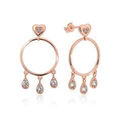 Silver Heart Detailed Hoop Earrings for Women