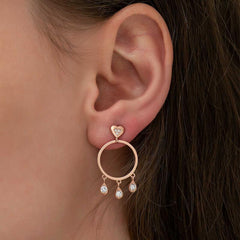 Silver Heart Detailed Hoop Earrings for Women