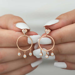 Silver Heart Detailed Hoop Earrings for Women