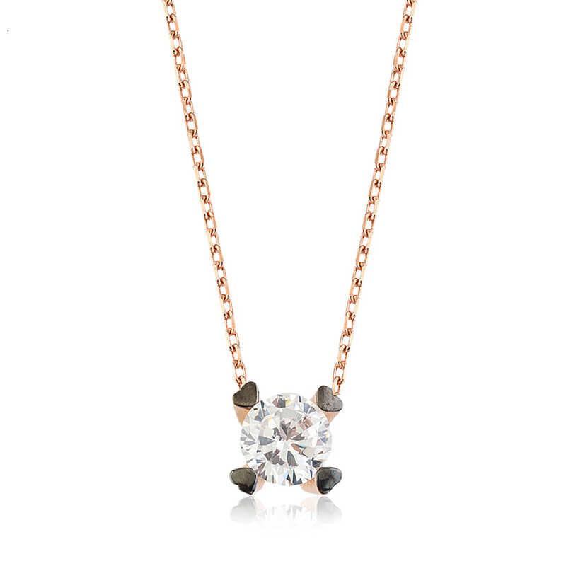 Silver Heart Single Stone Women's Necklace
