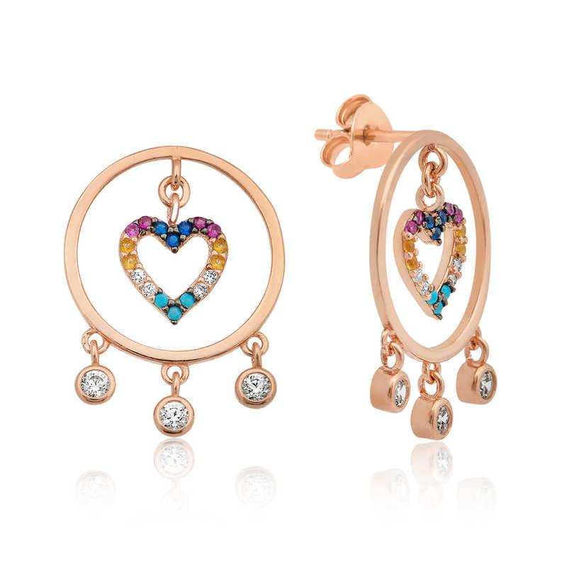 Silver Heart Hoop Women's Earrings