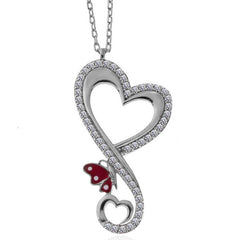 Silver Heart Butterfly Women's Necklace