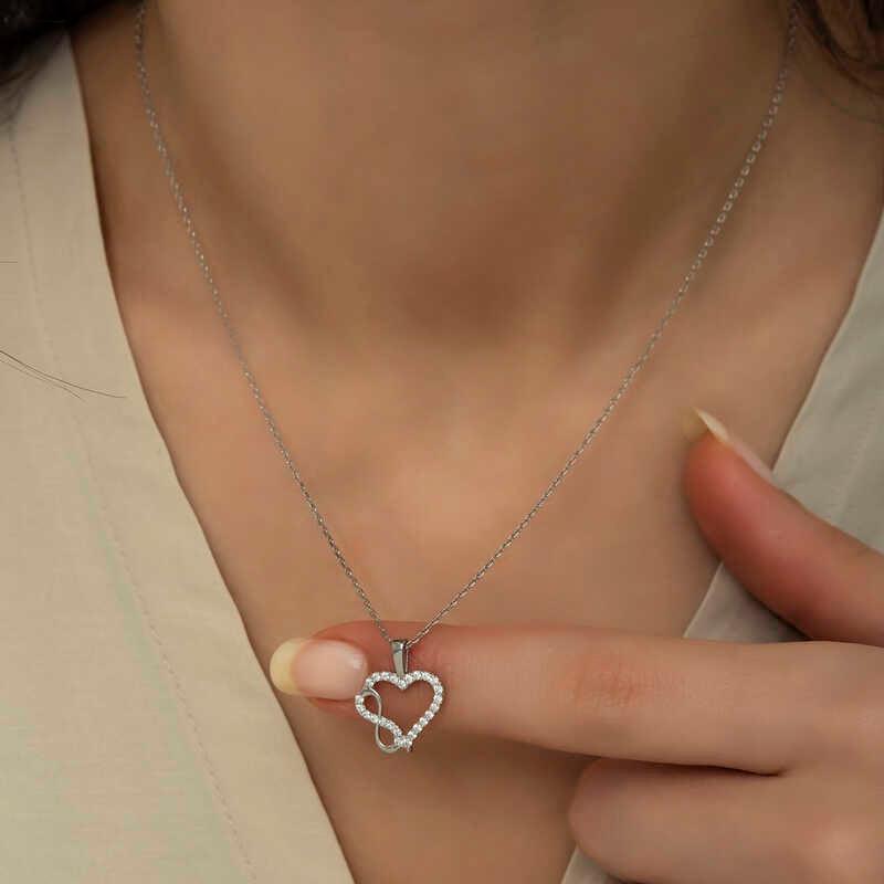 Silver Heart Infinity Women's Necklace