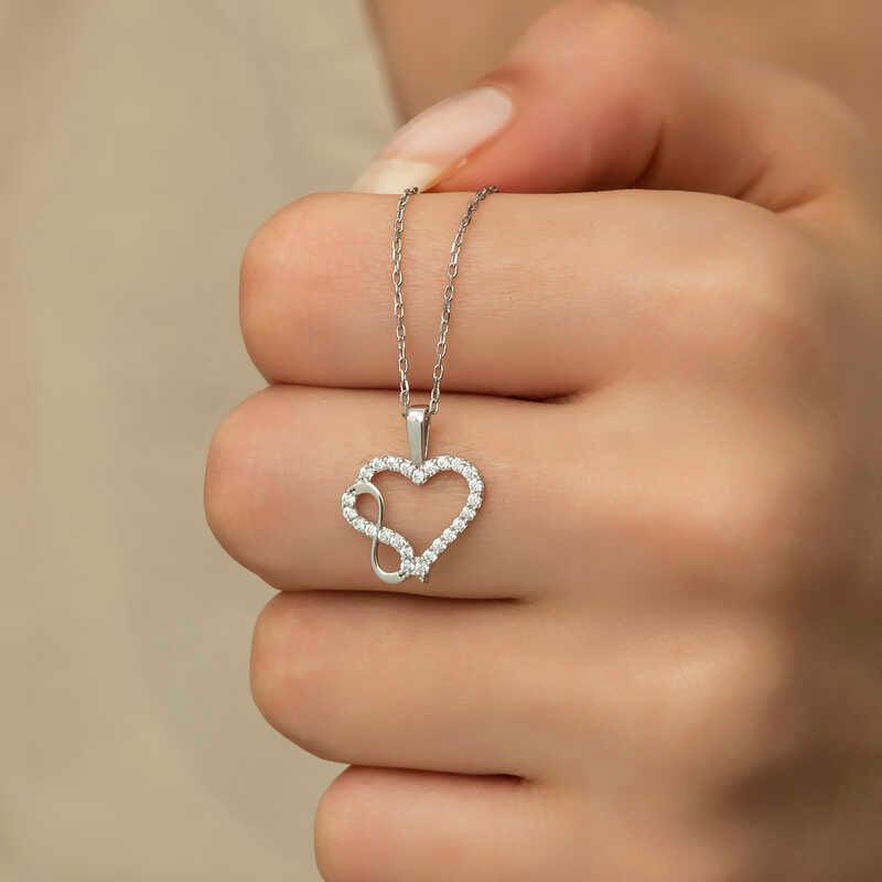Silver Heart Infinity Women's Necklace