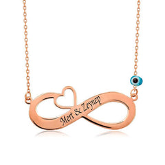 Silver Rose Heart Infinity Name Necklace