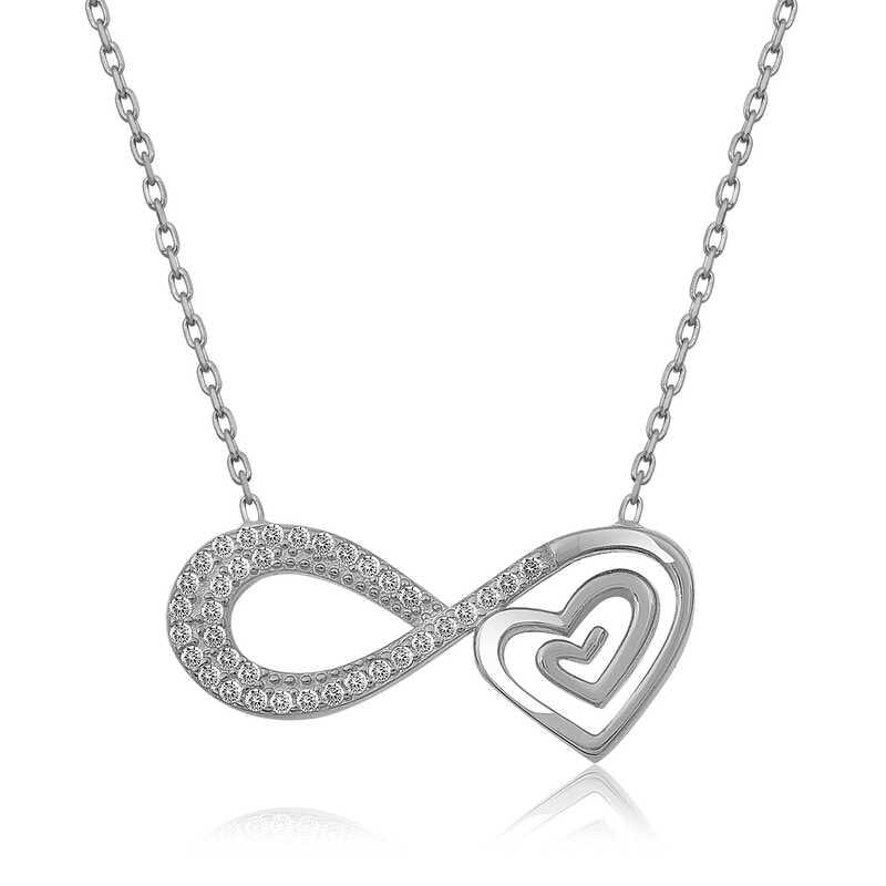 Silver Heart Infinity Necklace