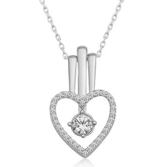 Silver Heart Single Stone Women's Necklace