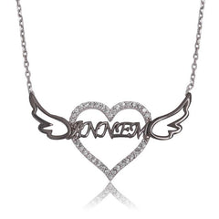 Silver Mother Written Heart Necklace for Women 