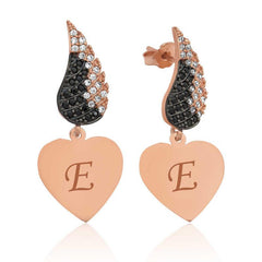 Silver Winged Heart Earrings