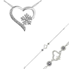Silver Heart Snowflake Women Set