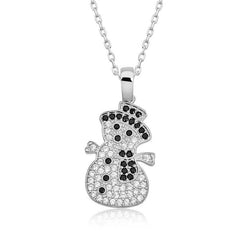 Collier femme bonhomme de neige en argent