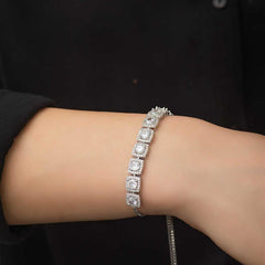 Silver Square Baguette Stone Elevator Bracelet