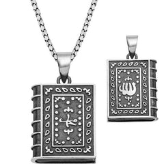 Silver Openable Allah Written Amulet Necklace