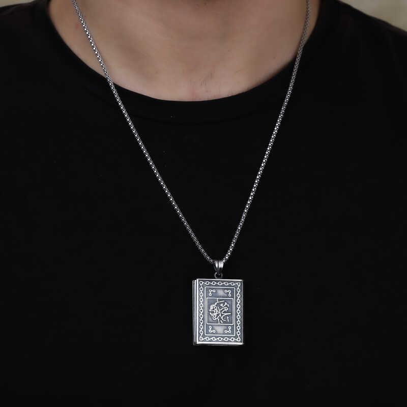 Silver Openable Amulet Necklace with Muhammad Written Inside
