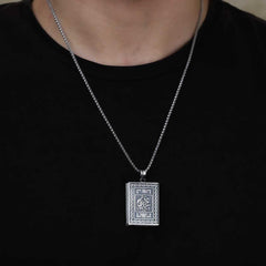 Silver Openable Amulet Necklace with Muhammad Written Inside