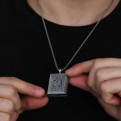 Silver Openable Amulet Necklace with Muhammad Written Inside
