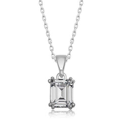 Silver Baguette Zircon Stone Women's Necklace