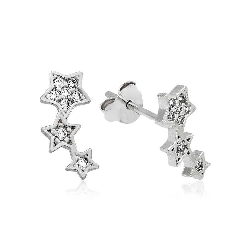 Silver Shooting Star Stud Earrings