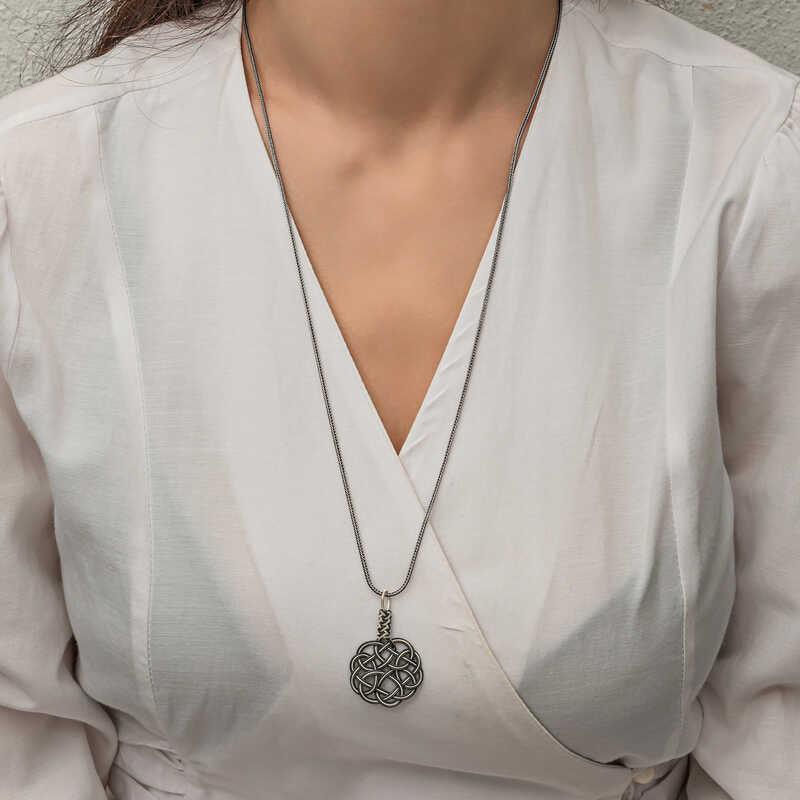 Silver Kazaziye Knit Women's Necklace